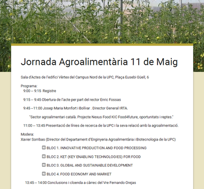 11 de maig de 2016 - Jornada Agroalimentària UPC